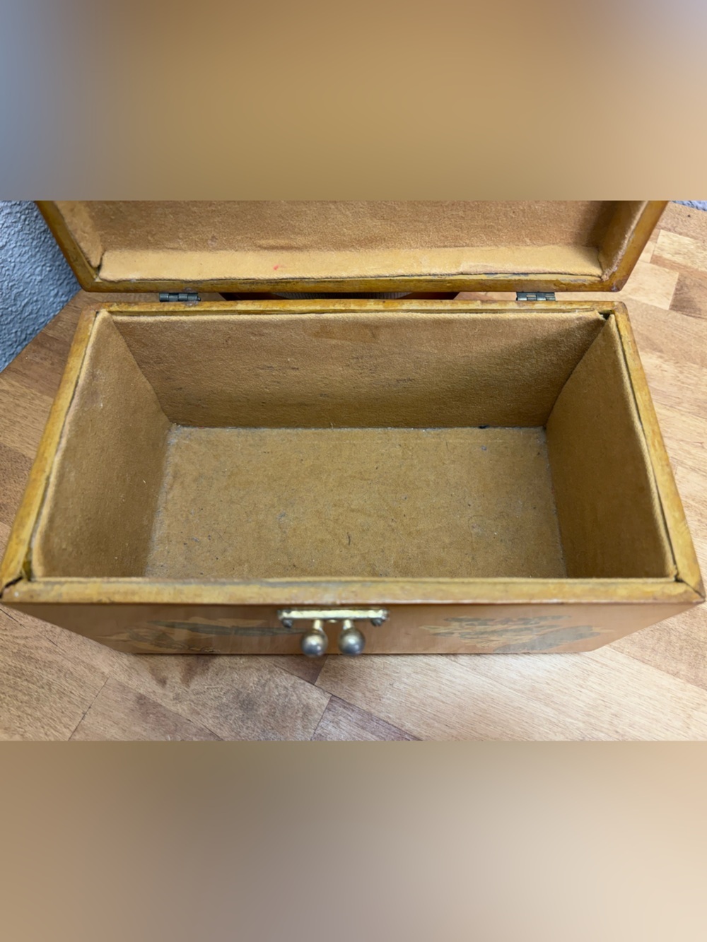 Vintage Butterfly Decoupage Wooden Box Purse Lucite Handle Vanity Case MCM - Picture 14 of 14